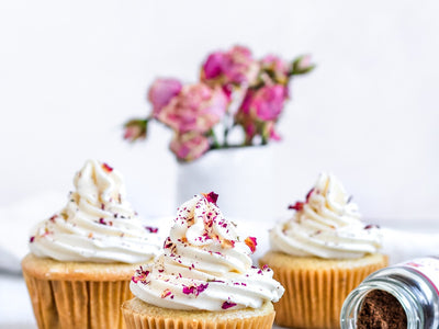 Vegan Cardamom Vanilla Cupcakes with Rose Frosting