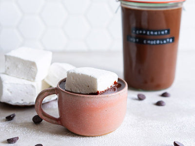 Ganache Hot Chocolate with Peppermint Marshmallows