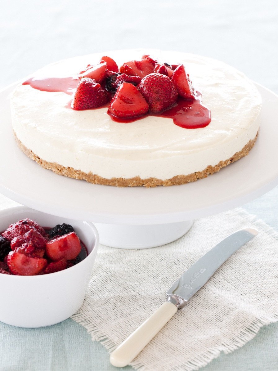 cheesecake with poached berries